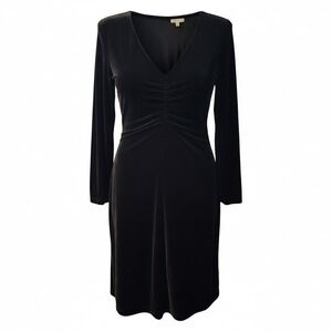 Laundry by Shelli Segal Size 12 Black Velvet Long Sleeve Polyester Blend Dress